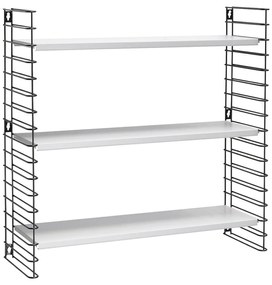 Scaffale nero a 3 livelli con ripiani bianchi, larghezza 70 cm Libro - Metaltex