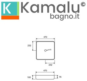 Kamalu - lavabo bagno quadrato in ceramica bianca lucida | litos-p105