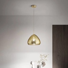 Lampadario Glamour Glow D.35 ottone paralume ambrato E27 LA MIA LUCE