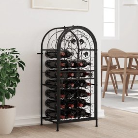 Portavini Da 33 Bottiglie Nero 45x36x100cm İn Ferro Battuto /