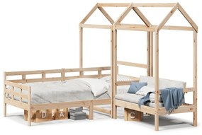 Set Dormeuse E Panca Con Tetto 90x200cm Legno Massello Di Pino /