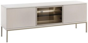 Mobile TV 3 ante con LED in MDF e Vetro fumé Beige e Nero OVILA