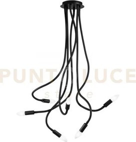 Plafoniera lover nera 6 luci attacco e14 18x18x100cm in metallo e s...