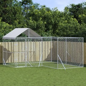 Cuccia Cani Da Esterno Tetto Argento 4x4x2,5 M Acciaio Zincato /