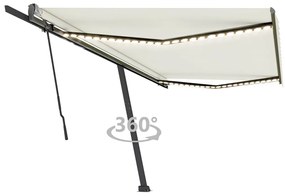 Tenda da Sole Retrattile Manuale LED 500x350 cm Crema