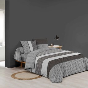 Set copripiumino e federa bianco e nero in cotone per letto matrimoniale ed esteso con lenzuolo incluso/6 pezzi 240x220 cm Meiko – douceur d'intérieur