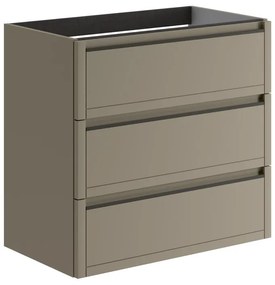 Mobile da bagno sospeso sotto lavabo L 79.5 x H 78 x P 45.5 cm marrone opaco, 3 cassetti TRATTO