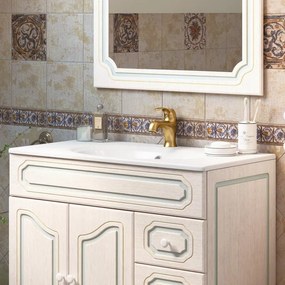 Lavabo rettangolare Caravaggio L 91 x P 46.5 x H 18 cm in ceramica bianco