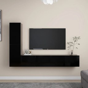 Set di mobili porta tv 4 pz nero in legno multistrato