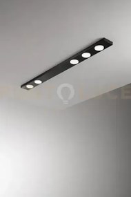 Plafoniera in metallo nero bottone 5 luci attacco gx53 120cm
