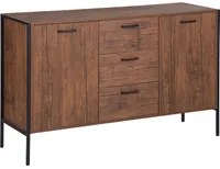 Madia credenza in Legno Scuro e Nero con Cassetti Industriale Soggiorno