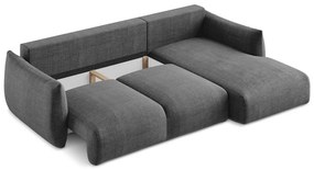 Divano angolare grigio scuro allungabile (con penisola a destra/con chaise lounge) Leila – Makamii