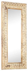 Specchio Intagliato A Mano 110x50x2,6 Cm İn Massello Di Mango /