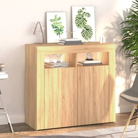 Credenza con luci led rovere sonoma 80x35x75 cm