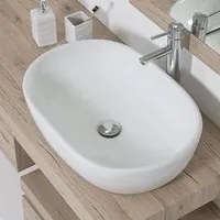 Lavabo da appoggio ovale in ceramica 61,5 x 42,5 cm bianco Lucido