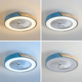 Brilagi - Lampada LED dimmerabile con ventilatore LED/38W/230V 50 cm blu/rovere + telecomando