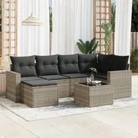 Set Divani da Giardino 7pz con Cuscini Grigio Chiaro Polyrattan 3219262