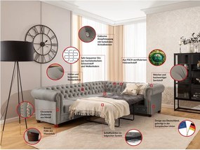 Divano angolare grigio allungabile (con penisola a destra/a L) con rivestimento in velluto York Blik – Ropez