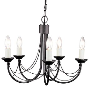 Lampadario Classico Carisbrooke Acciaio Nero 5 Luci E14