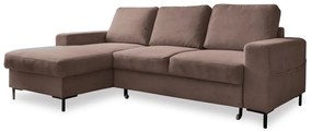 Divano letto in velluto a coste marrone (angolo sinistro) Lofty Lilly - Miuform