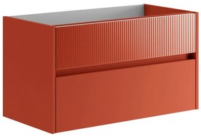 Mobile da bagno sospeso sotto lavabo L 89.5 x H 50 x P 45.5 cm rosso laccato opaco, 2 cassetti Niwa