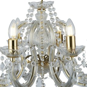 Lampadario Classico Marie Therese Acciaio Oro Vetro 8 Luci E14