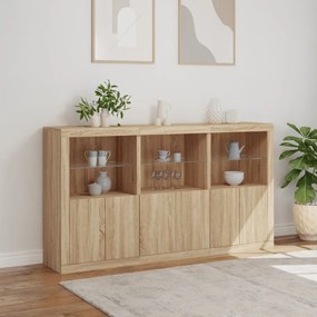 Credenza con luci led rovere sonoma 181,5x37x100 cm