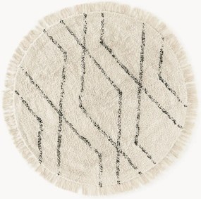 Tappeto rotondo in cotone fatto a mano con motivo rombi Bina