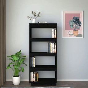 Libreria/Divisorio Nero 60x35x135 cm in Legno Massello di Pino