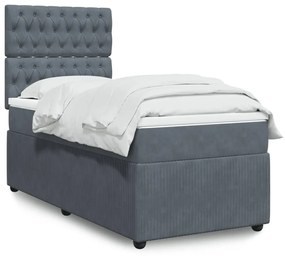 Giroletto A Molle Con Materasso Grigio Scuro 100x200 Cm Velluto /