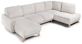 Divano angolare beige allungabile (con penisola a destra/a forma di "U") con rivestimento in velluto a coste Tori – Bonami Selection