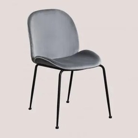 Confezione da 2 sedie in velluto Pary Grigio Chiaro & Nero - Sklum