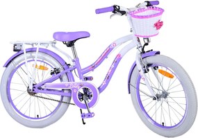 Bicicletta per Bambine 20" Freni Vbrake Cambio Shimano 7 Marce e Cavalletto con Cestino e Portapacchi Viola...