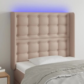 Testiera A Led Cappuccino 83x16x118/128 Cm İn Similpelle /