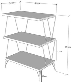 Tavolino LAZANDOS 75x48 cm marrone/nero