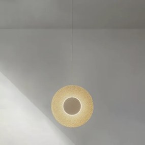 Lampada a sospensione CANDY in metallo Oro e vetro graniglia Ambra
