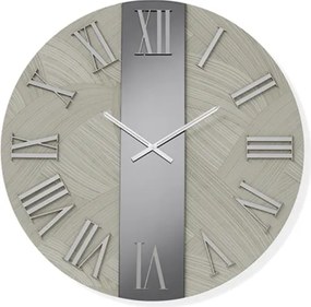 Orologio rotondo D80 cm BILLY in legno rivestito con parato e vetro Fumč