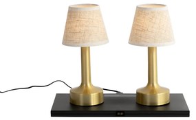 Set di 2 lampade da tavolo oro con beige RGBW ricaricabili - Elise