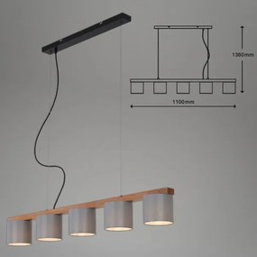 Briloner 4075-054 - Lampadario a sospensione con cavo 5xE14/25W/230V