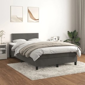 Giroletto A Molle Con Materasso Grigio Scuro 120x200 Cm Velluto /