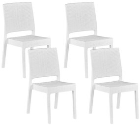 Set di 4 sedie da giardino in rattan bianco FOSSANO Beliani