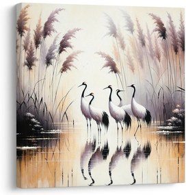 Quadro su tela – Gru nella mattina dorata