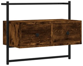 Mobile tv a muro rovere fumo 60,5x30x51 cm in legno multistrato