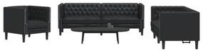 Set Divani Chesterfield 3pz Nero İn Similpelle /