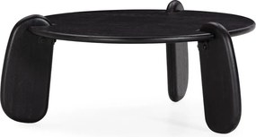 Tavolino da salotto rotondo nero in mango massiccio ø 80 cm Tamira – MOME