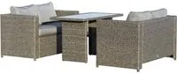 EASYCOMFORT Set 3 Pezzi Mobili da Giardino con 2 Divani con Cuscini e 1 Tavolo in Rattan PE, Salotto da Esterno Grigio-Nero