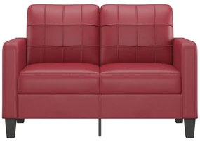 Divano a 2 posti rosso vino 120 cm in similpelle