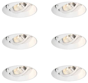 Set di 6 faretti da incasso moderni bianchi GU10 AR70 rotondi senza cornice - Oneon