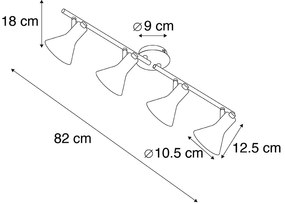 Faretto moderno nero con oro 4 luci - Magno