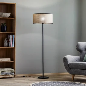BRITOP Piantana Tubo, paralume di tessuto, beige, Ø 45 cm
